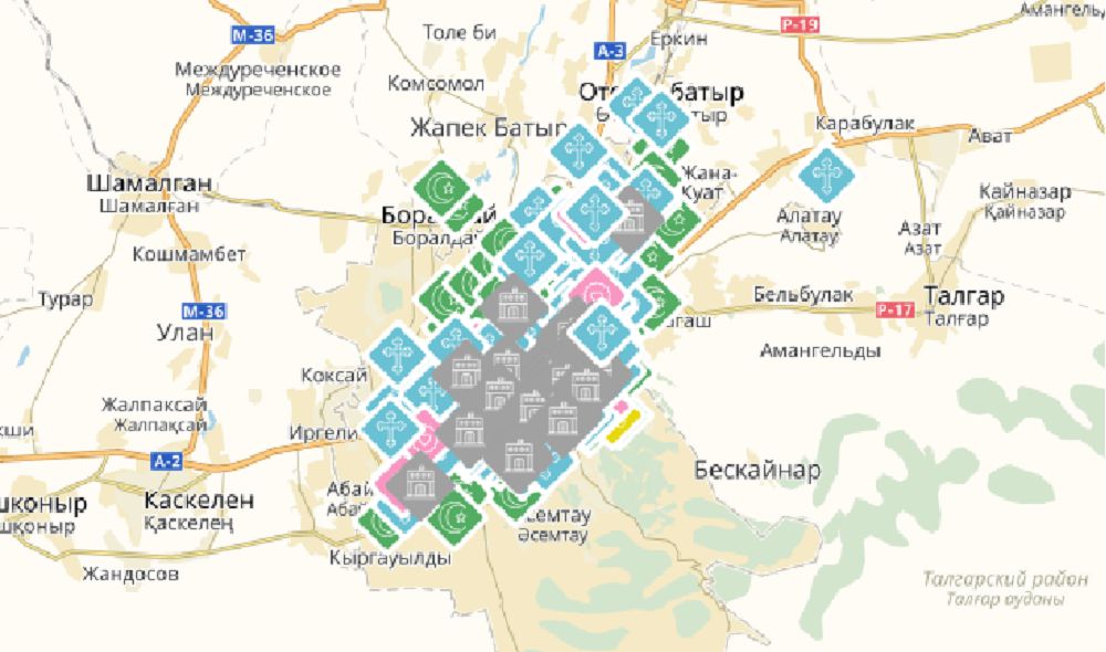 الماتىدا ءدىني ينتەراكتيۆتى كارتا جۇمىس ىستەي باستادى
