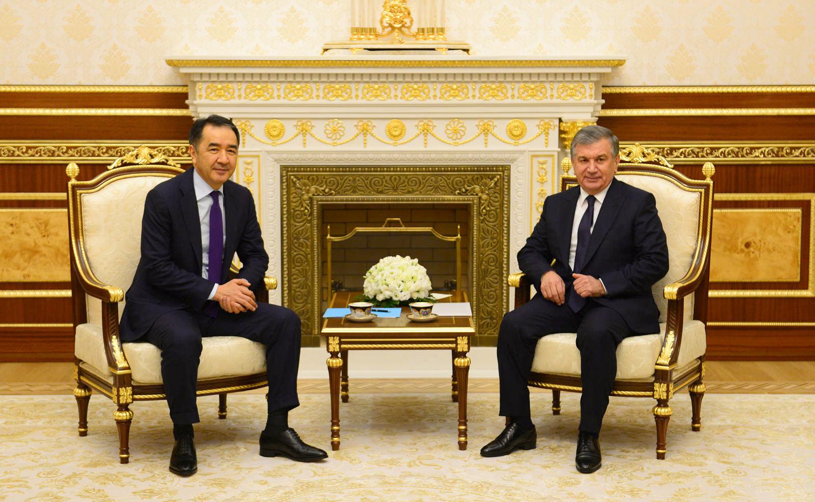 باقىتجان ساعىنتاەۆ وزبەكستان پرەزيدەنتى شاۆكات ميرزيوەۆپەن كەزدەستى