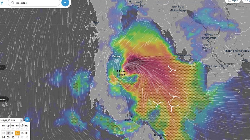 تايلاندتىڭ وڭتۇستىك جاعالاۋىنا «پابۋك» داۋىلى جاقىنداپ كەلەدى
