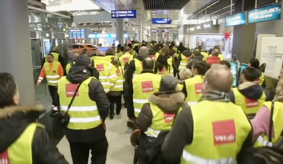 بۇگىن گەرمانيا اۋەجايلارىنىڭ قاۋىپسىزدىك قىزمەتكەرلەرى جاپپاي ەرەۋىلگە شىعادى