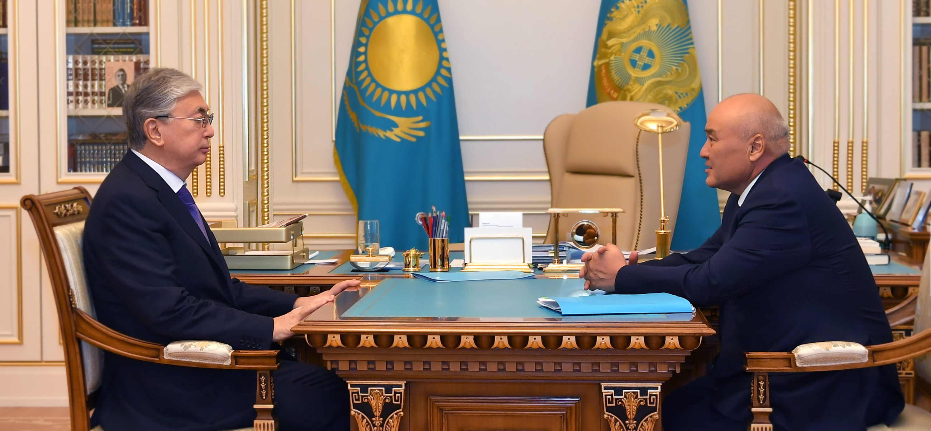 قاسىم-جومارت توقاەۆ تۇركىستان وبلىسىنىڭ اكىمى ومىرزاق شوكەەۆتى قابىلدادى