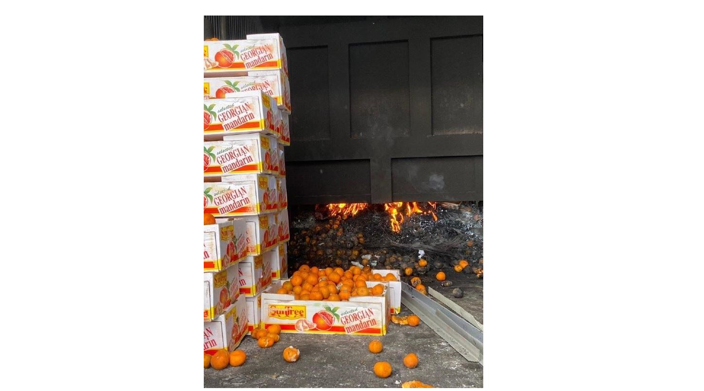 گرۋزيادان كەلگەن ءبىر توننادان استام ماندارين جويىلدى