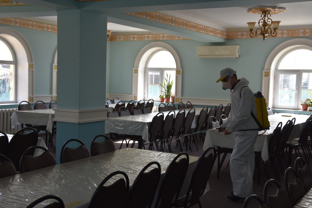 قىزىلوردا: اۋداندا الەۋمەتتىك نىساندار دەزينفەكتسيالاندى