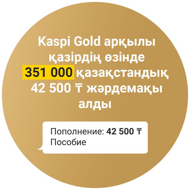 Kaspi Gold ارقىلى 351 مىڭ قازاقستاندىق 42 500 تەڭگە جاردەماقى الدى