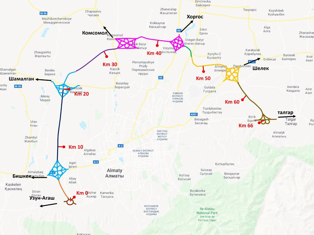 ۇلكەن الماتى اينالما اۆتوموبيل جولىنىڭ جوسپارى جاريالاندى