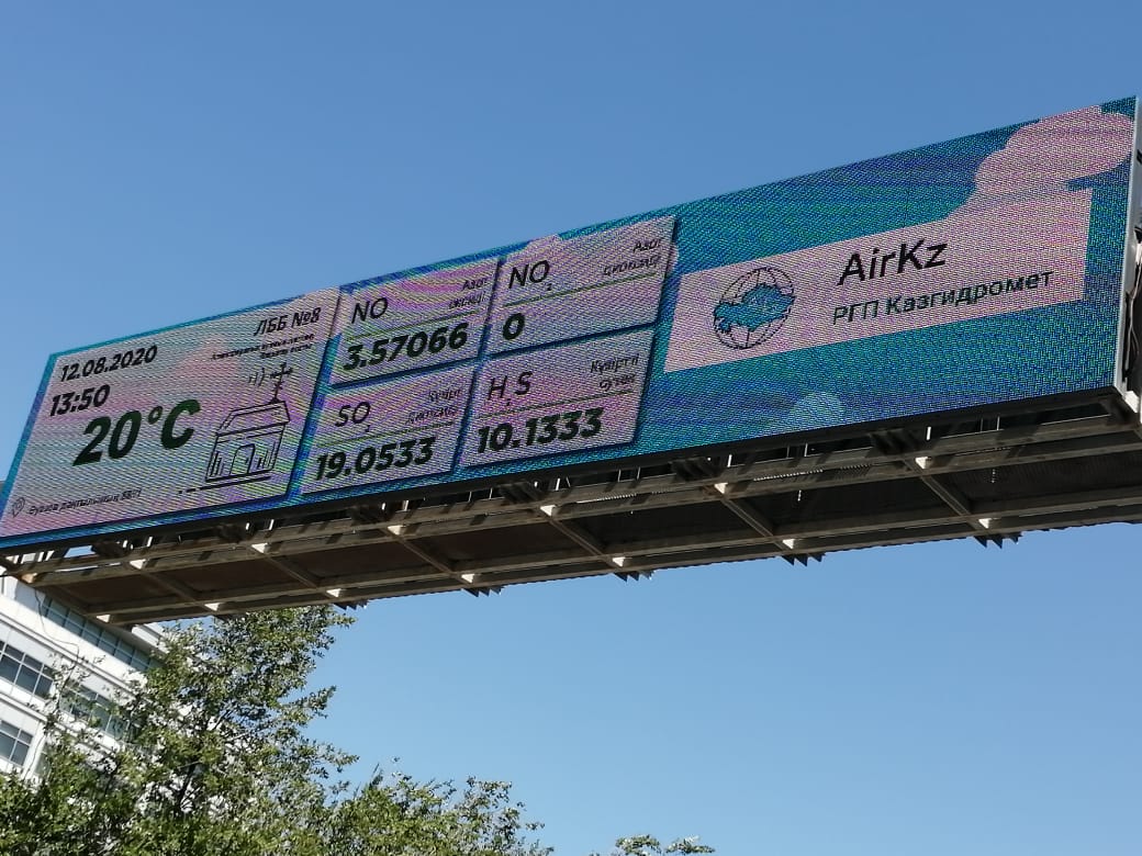 اتىراۋدا اتموسفەرالىق اۋانىڭ جاي-كۇيى  LED ەكراننان كورىنەدى