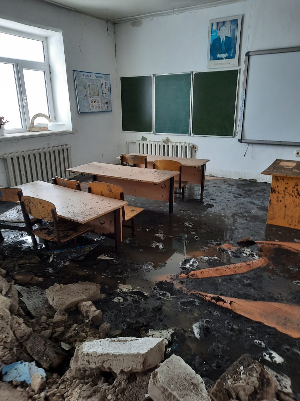 اۋىل مەكتەبى قار سۋىنان قۇلاپ قالدى