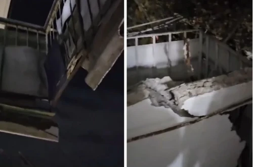 استانادا كوپقاباتتى ءۇيدىڭ بالكونى وپىرىلىپ تۇسكەن