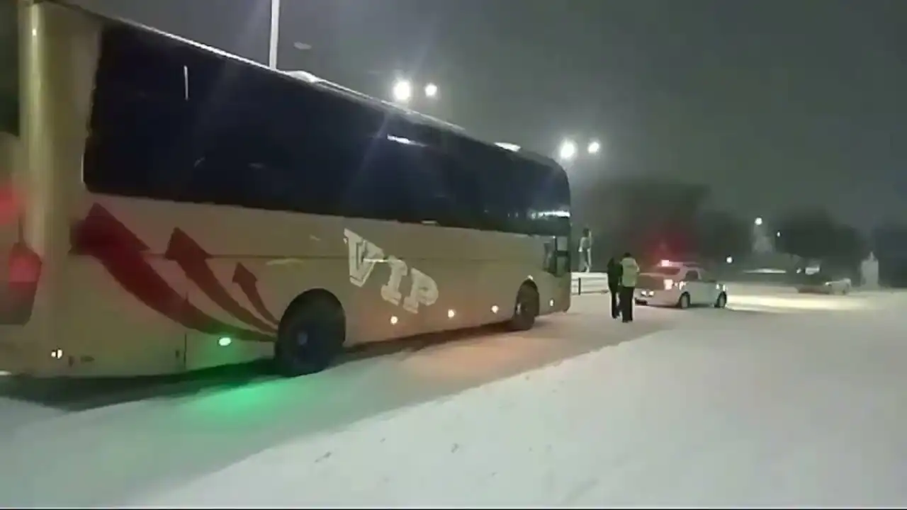 پوليتسەيلەر جولدا قالعان شەتەلدىك جولاۋشىلارعا كومەك كورسەتتى