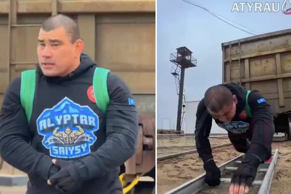 اتىراۋ تۇرعىنى 94 توننالىق ۆاگوندى سۇيرەپ, رەكورد ورناتتى