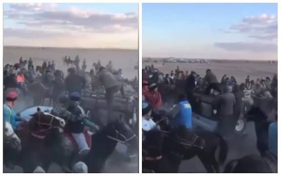 قىزىلوردادا كوكپار كەزىندە كولىك جىلقىلاردى قاعىپ كەتتى