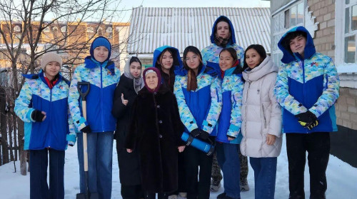 استانالىق ۆولونتەرلەر قارت تۇرعىننىڭ اۋلاسىن قاردان تازالادى