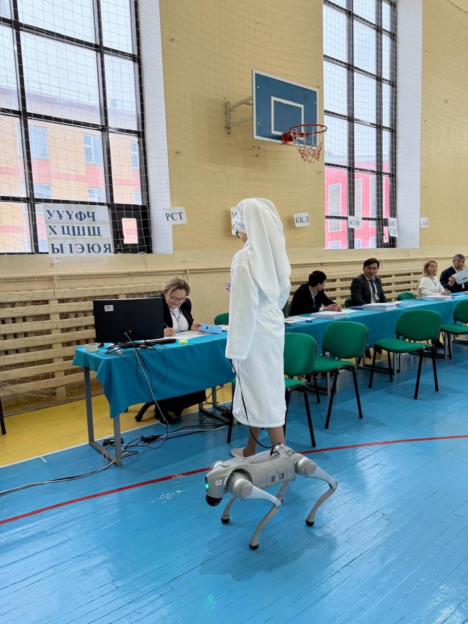 استانادا رەفەرەندۋم ۋچاسكەسىنە روبوت-يتپەن كەلگەن قىز جۇرت نازارىن اۋداردى