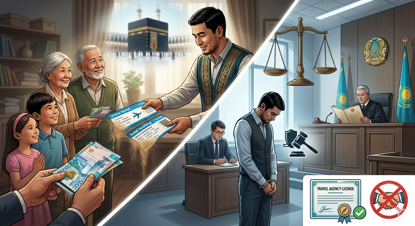 ەلوردادا 17 ادامدى «قاجىلىققا جىبەرەمىن» دەپ الداعان الاياق جازالاندى